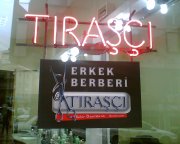 tıraşçı neon ve logo